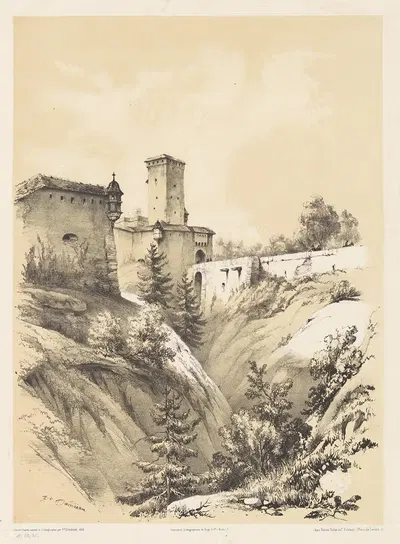 Фрибур (Швейцария) (Ворота Мора) by Фредерик-Франсуа д'Андеран, 1838 — digital art print download