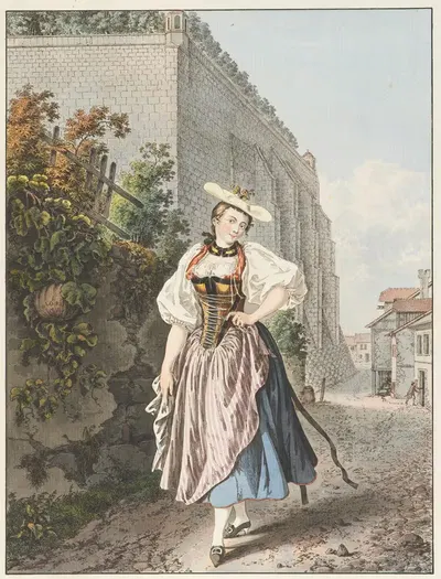 Fille de bain ou Paysanne galante du canton de Berne by Gabriel Lory the older, 1791 — digital art print download