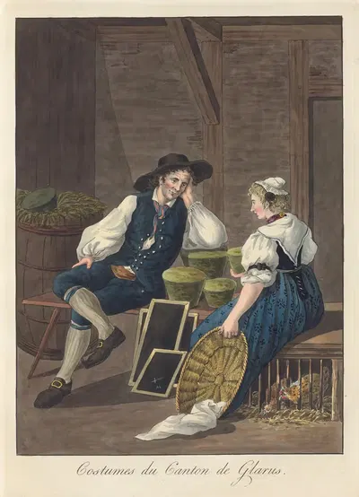Костюмы кантона Гларус by Жозеф Рейнхарт, 1808 — digital art print download