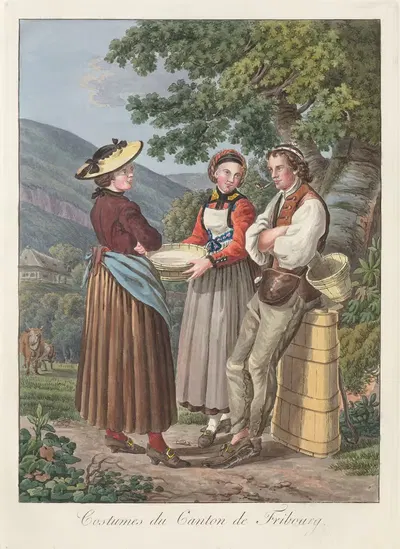 Костюмы кантона Фрибур by Жозеф Рейнхарт, 1808 — digital art print download