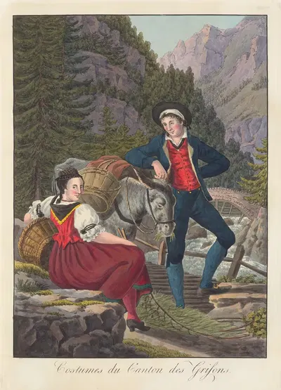 Костюмы Кантон Граубюнден by Жозеф Рейнхарт, 1808 — digital art print download