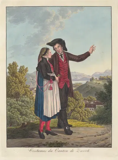 Костюмы кантона Цюрих by Жозеф Рейнхарт, 1808 — digital art print download