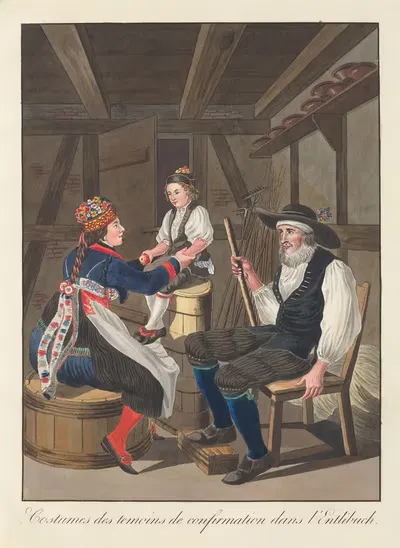 Костюмы свидетелей конфирмации в Эндлибухе by Жозеф Рейнхарт, 1808 — digital art print download