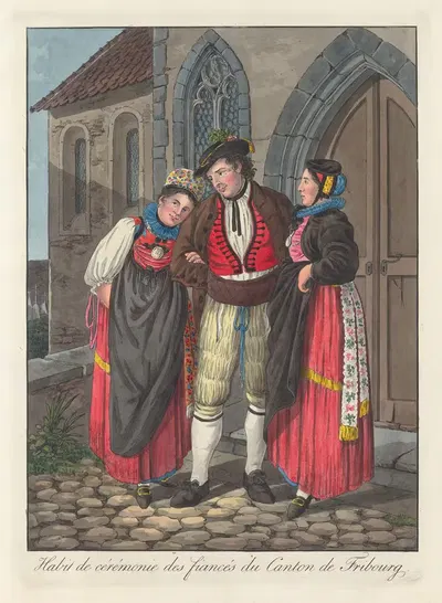 Церемониальный костюм женихов кантона Фрибур by Жозеф Рейнхарт, 1808 — digital art print download