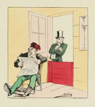 Ah ça concierge voilà trois fois que je vous demande si Mr Pitromal est chez lui by Moloch (Alphonse Hector Colomb), 1871 —…
