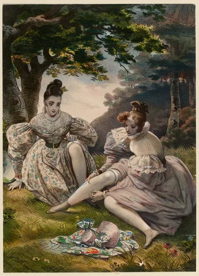 Молодые женщины в деревне by Николя Эсташ Маурен, 1834 — digital art print download