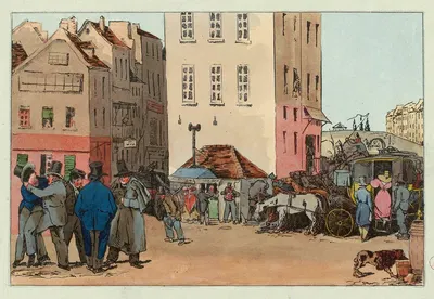 Площадь Грев в 1827 году by Феликс Фортюне Деларю — digital art print download
