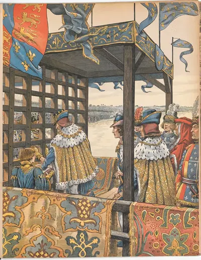 Le rois Louis XI et Édouard IV à Picquigny. Le traité de Picquigny by Job (Jacques-Marie-Gaston Onfroy de Bréville), 1905 —…