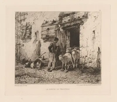 Выход стада by Феликс Сатурнин Бриссо де Варвиль, 1880 — digital art print download