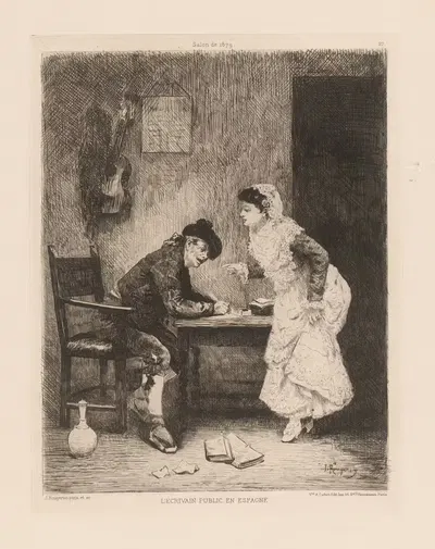 Публичный писец в Испании by Жюль Жеймс Ружерон, 1880 — digital art print download