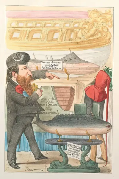L'esposizione marittima visitata da Dante e Virgilio Pl.10 by Antonio Manganaro, 1871 — digital art print download
