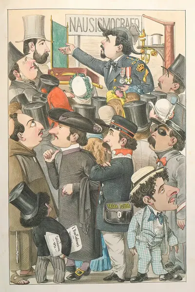 L'esposizione marittima visitata da Dante e Virgilio Pl.24 by Antonio Manganaro, 1871 — digital art print download