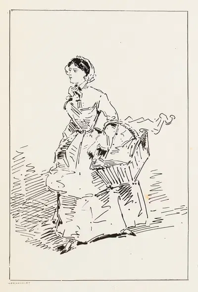 Женщина, идущая вправо, с корзиной в руках by Огюст Пекенё, 1850 — digital art print download
