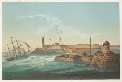 Морро и вход в порт Гаваны by Пьер Туссен Фредерик Миаль, 1855 — digital art print download