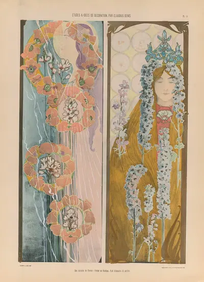 Об aureoles маков – Дева с диадемой, Ножка жаворонка by Клавдий Денис, 1920 — digital art print download