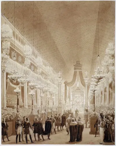 Похороны Людовика XVIII в Сен-Дени в 1824 году by Шарль Абрахам Шассела, 1824 — digital art print download