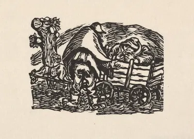 Two Peasants and a Cart by Ernst Barlach, 1910 — digital art print download