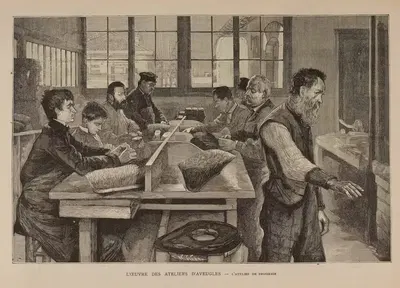 Творчество мастерских слепых – Мастерская щеток. by Анри Огюст Доши, 1885 — digital art print download