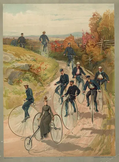 Bicycling by Henry Sandham, 1885 — digital art print download