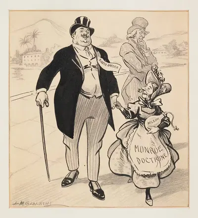 A man representing South America walks with a small woman by Louis Glackens, 1913 — digital art print download