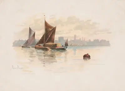 Речные баржи by Луис Кинни Харлоу, 1895 — digital art print download