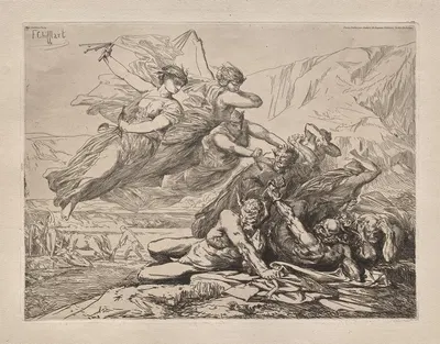 Justice, Vengence, and Truth by Франсуа-Николя Шиффлар, 1865 — digital art print download