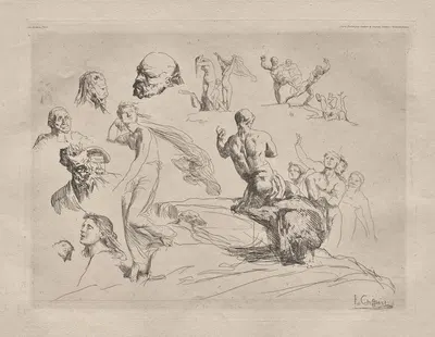 Лист эскизов by Франсуа-Николя Шиффлар, 1865 — digital art print download