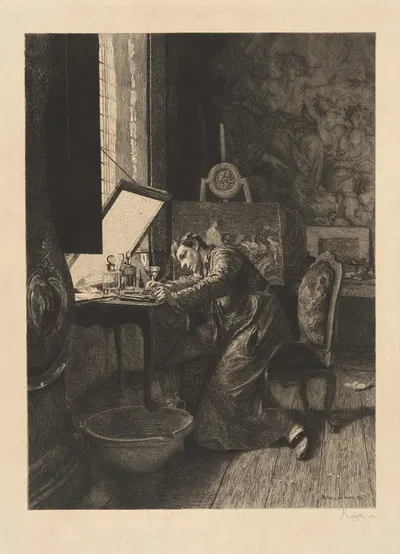 Гравёр, Портрет Мейссонье Младшего by Поль Адольф Ражон, 1867 — digital art print download
