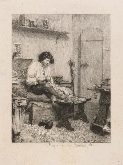 Бедный студент (L'etudiant pauvre) by Поль Адольф Ражон, 1842-1843 — digital art print download
