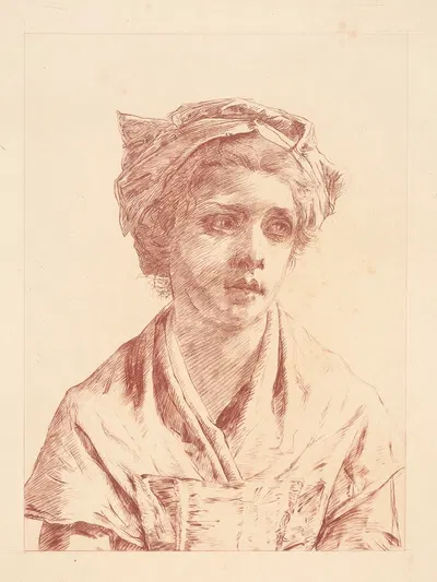 Портрет крестьянской девушки by Поль Адольф Ражон, 1842-1843 — digital art print download