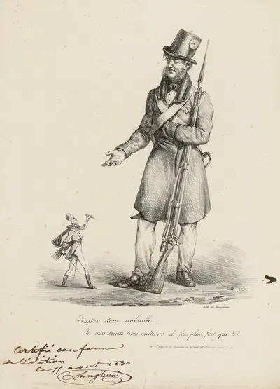 Vas-ten donc imbécille Je suis trente trois millions de fois plus fort que toi by Pierre Langlumé, 1830 — digital art print…