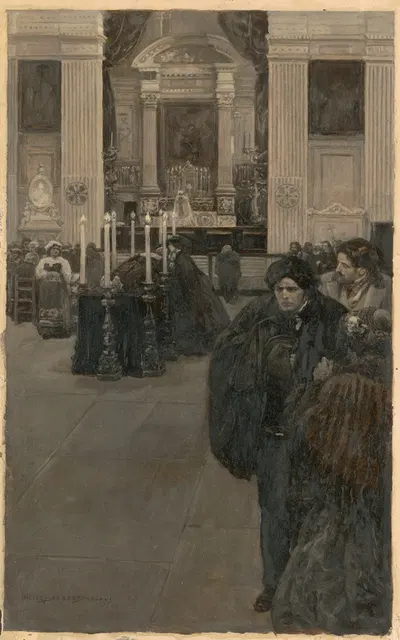 Она наклонилась над мертвым монахом by Элис Барбер Стивенс, 1900 — digital art print download