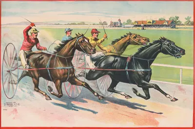 Скачки между тремя всадниками by Кэлверт Литографическая Компания, 1892 — digital art print download