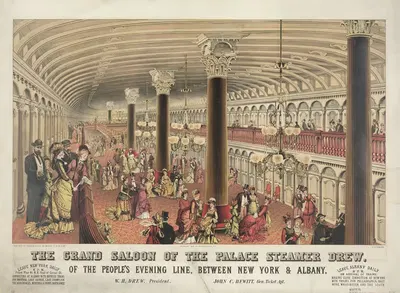 The grand saloon of the palace steamer Drew by Charles Richard Parsons, 1878 — digital art print download