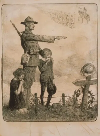1778-1783 Америка обязана Франции самой незыблемой благодарностью by Люсьен Жона, 1918 — digital art print download