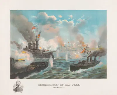 Обстрел Сан-Хуана, Пуэрто-Рико by Мюллер, Люхсингер и Ко, 1898 — digital art print download