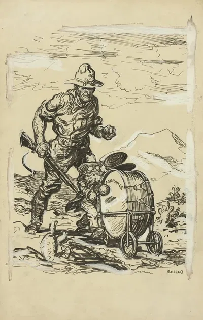 В погоне за Виллой by Оскар Эдвард Чезаре, 1916 — digital art print download