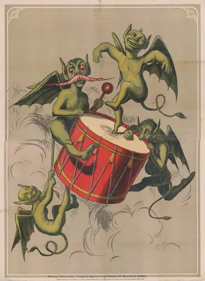 Дьявольские фигуры, бьющие в барабан by Уоррен, Джонсон и Ко, 1870 — digital art print download