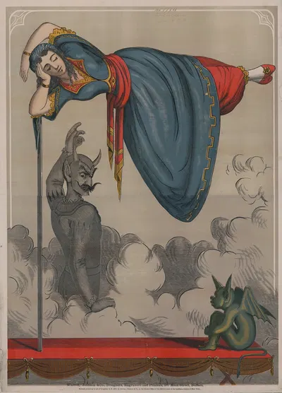 Дьяволы и плавающая девушка, цирковая афиша by Уоррен, Джонсон и Ко, 1870 — digital art print download