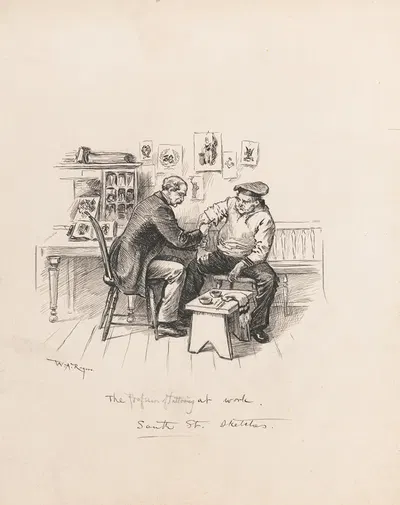 The professor of tattooing at work by William Allen Rogers, 1889 — digital art print download
