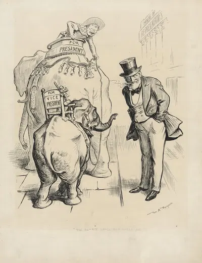 Too bl–kty small for Uncle Joe by William Allen Rogers, 1904 — digital art print download