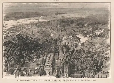Вид на Ливерпуль с высоты птичьего полета, как видно из воздушного шара, 1885 by Уильям Лионел Уайли, 1885 — digital art…