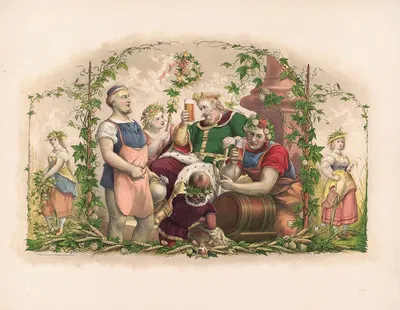Король Гамбринус восседает, окруженный пивоварами by Братья Виттеман, 1878 — digital art print download