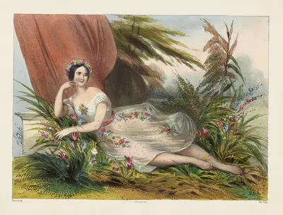Scène des fleurs; Mlle. Taglioni by Achille Devéria, 1845 — digital art print download