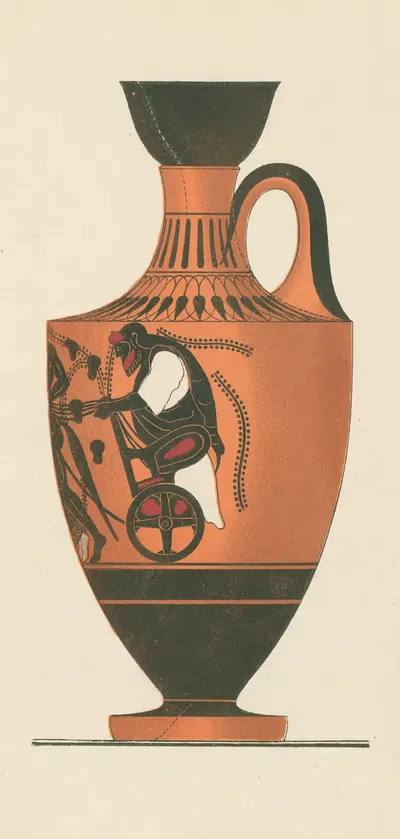 Attic black-figure lekythos depicting Dionysus in a chariot pulled by a sileni team by Albert Genick, 1883 — digital art…