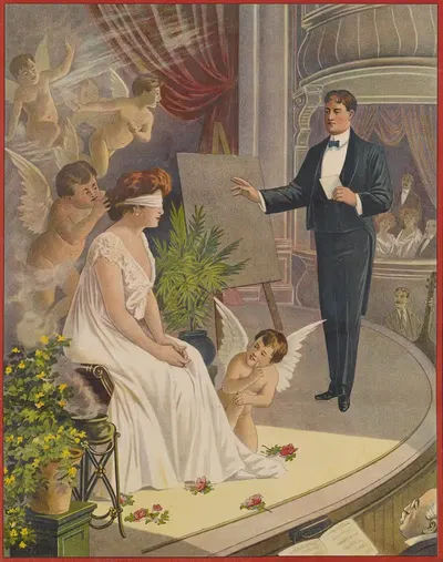 Маг с завязанными глазами и путти by Джордан Шоу Принт Ко., 1900 — digital art print download