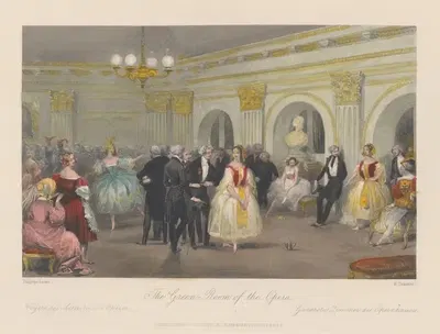 Зелёная комната оперы; Фойе актеров в опере by Эжен Лами, 1840-1859 — digital art print download