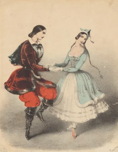 Жюль Перро и Карлотта Гризи танцуют польку by Джон Брандард, 1830-1937 — digital art print download