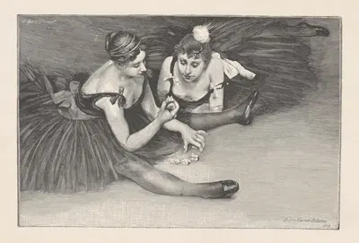 In the greenroom; danseuses playing with 'osselets' by Pierre Carrier-Belleuse, 1893 — digital art print download