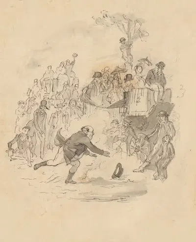Мистер Пиквик в погоне за своей шляпой by Роберт Сеймур, 1836 — digital art print download